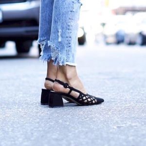 Zara Block Heel Sling Back Sandals